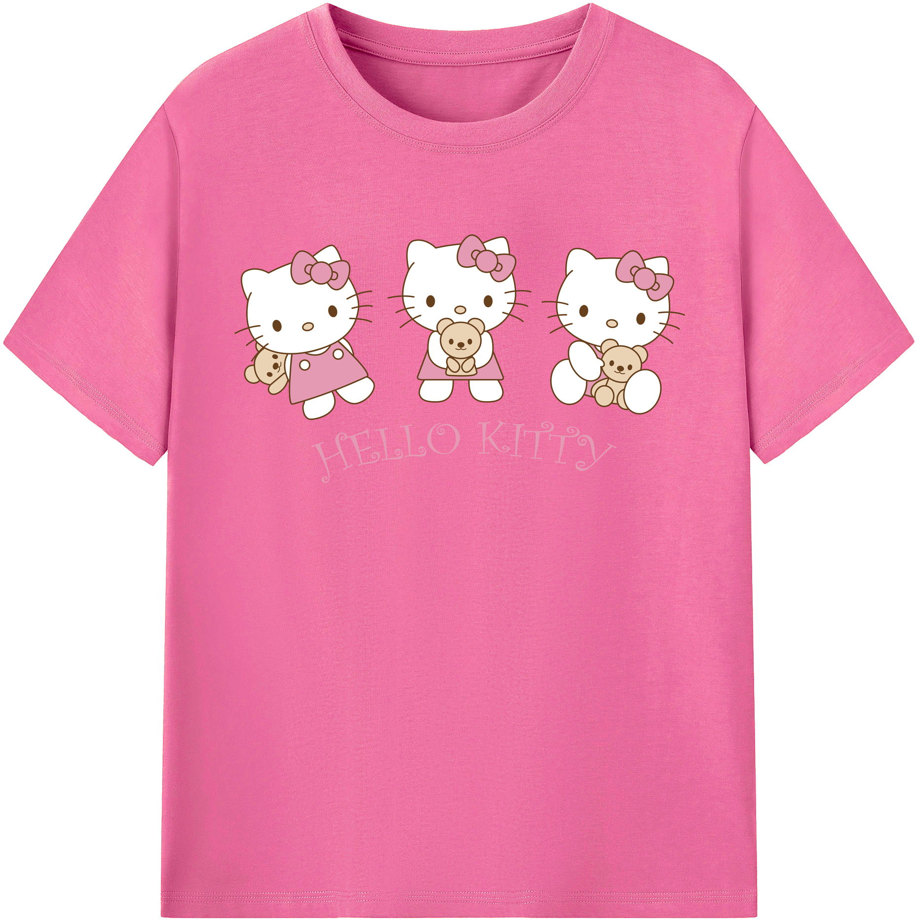 （画像用） Hello Kitty ハローキティ レディースカジュアルプリントTシャツ（綿100％）